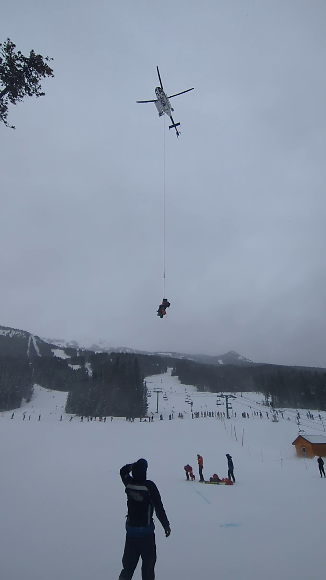 Emergency crews working to find people after an avalanche at Lake Louise Ski Resort on Friday, March 14, 2025.