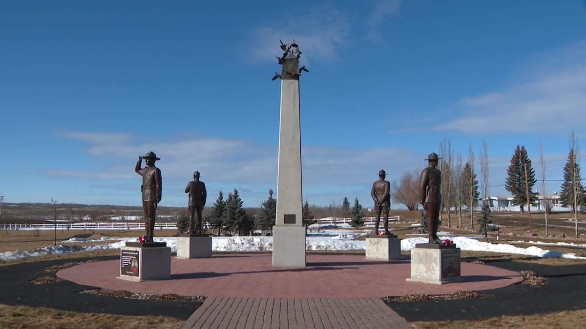 The Fallen Four Memorial Park in Mayerthorpe, Alta. on Monday, March 3, 2025.