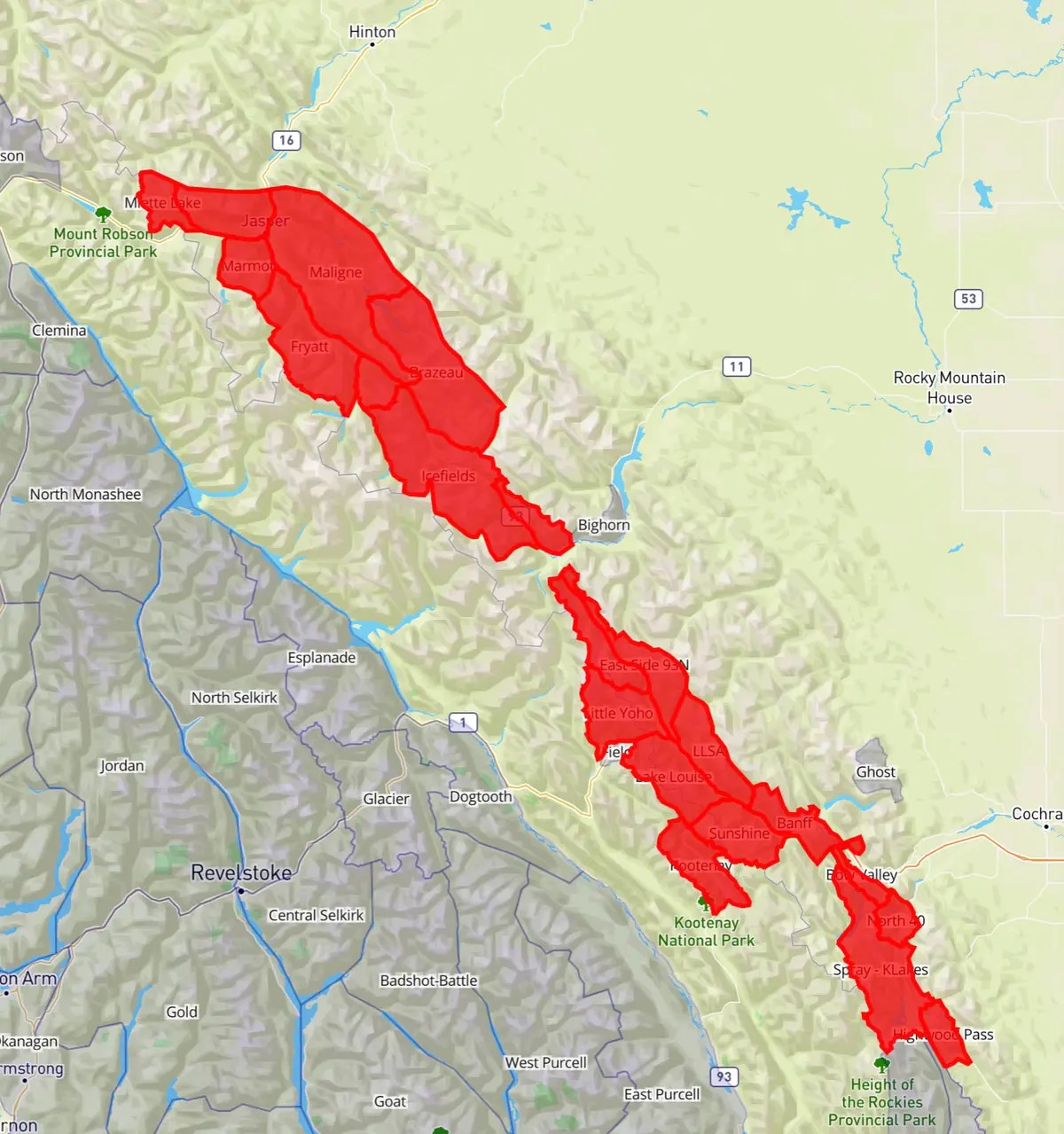 Areas covered by a special public avalanche warning, which is in effect until March 24, 2025.