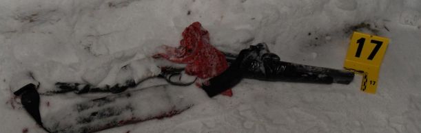 A shotgun used by a suspect on Dec. 31, 2021.