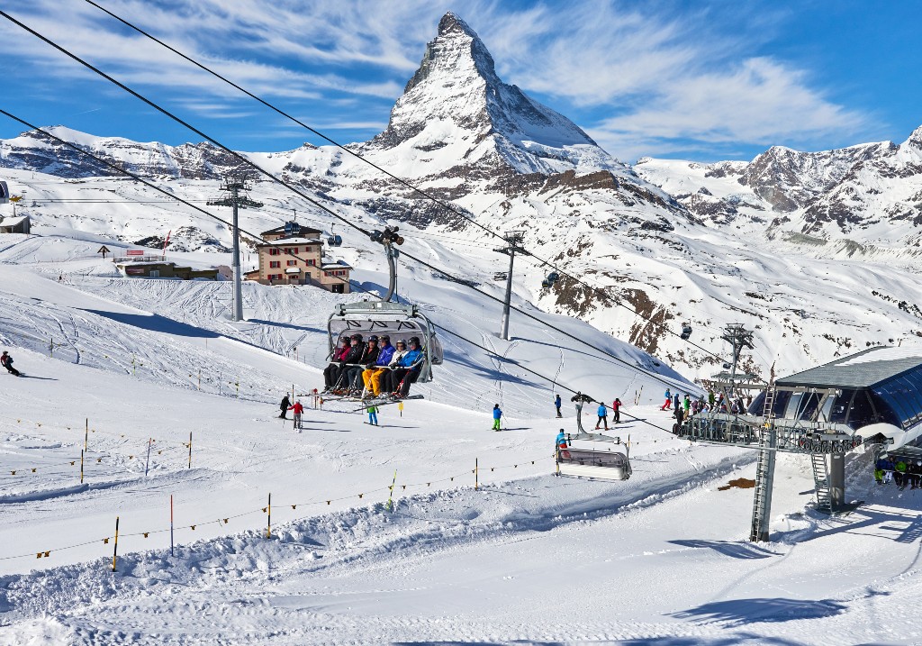 A file photo of a ski lift station at matterhorn peak, Zermatt, Swiss Alps.