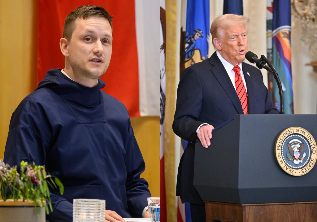 (L-R:) Jens-Frederik Nielsen the leader of the Demokraatit party and U.S. President Donald Trump.