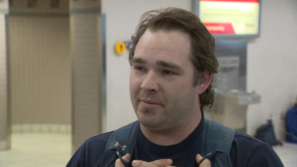 Westjet passenger Josh Triemstra described seeing a heavy police presence, including sniffer dogs, at the Calgary airport Wednesday morning before his flight to Ottawa was cancelled.