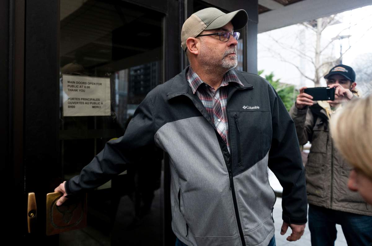 Chris Barber, one of the organizers of the 2022 convoy protest in Ottawa, arrives to the courthouse to have a verdict delivered in Ottawa on Thursday, April 3, 2025.