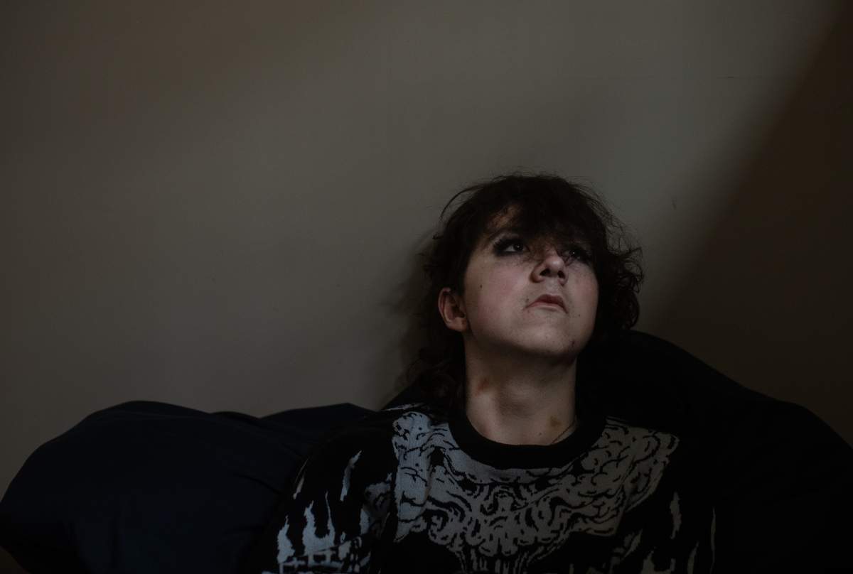 Chase Delorme-Rowan poses for a portrait in Edmonton, Wednesday, April 2, 2025.