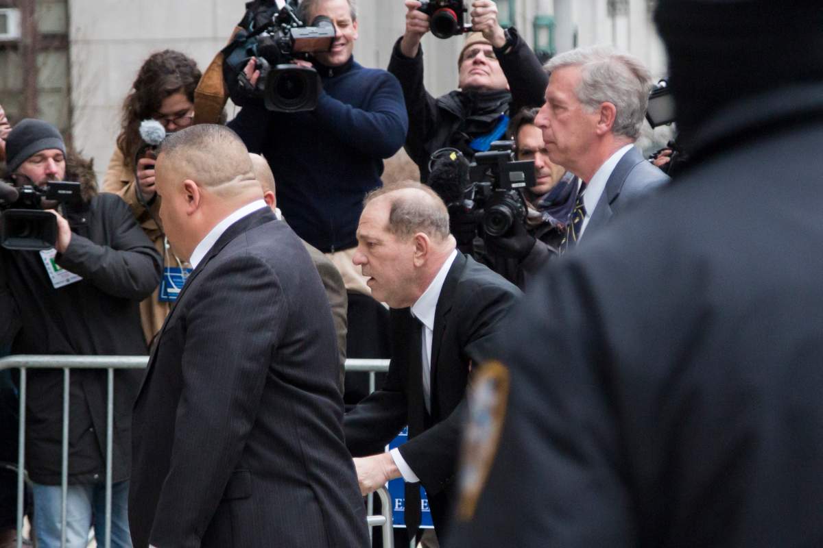 Harvey Weinstein arrives at the Manhattan courthouse on January 6, 2020 in New York City.