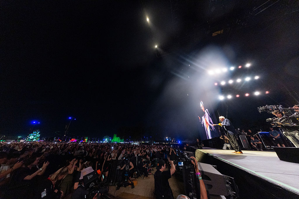 Bernie Sanders speaks onstage at the Outdoor Theatreon April 12, 2025 in Indio, California.