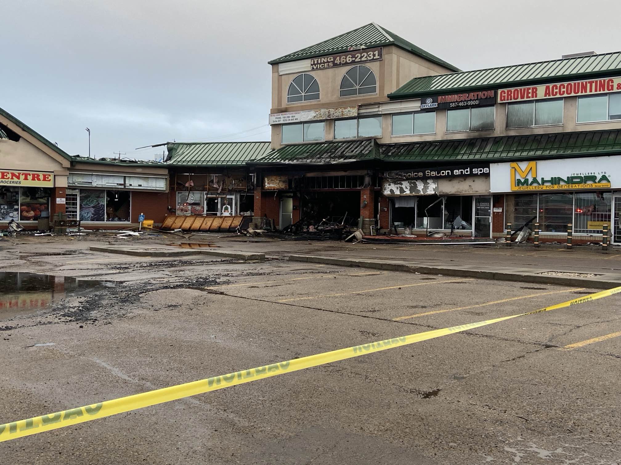 Several businesses were damaged or destroyed after a fire broke