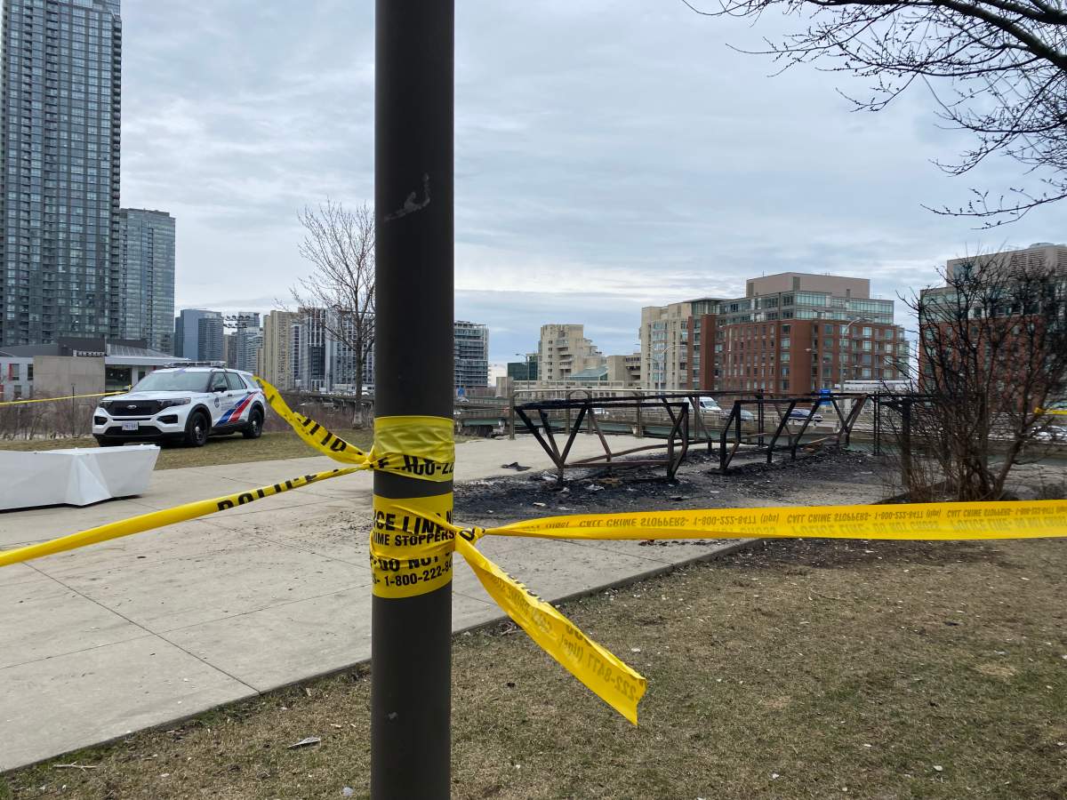 Image of the burnt-out canoe at Canoe Landing Park.