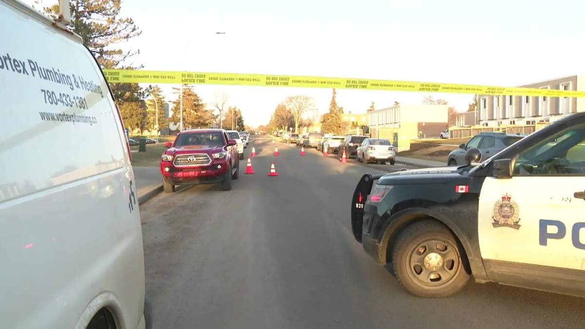 Bullets were found on the ground after Edmonton police responded to a shooting near 72 Street and 149 Avenue in the Kilkenny neighbourhood on Sunday, April 6, 2025.