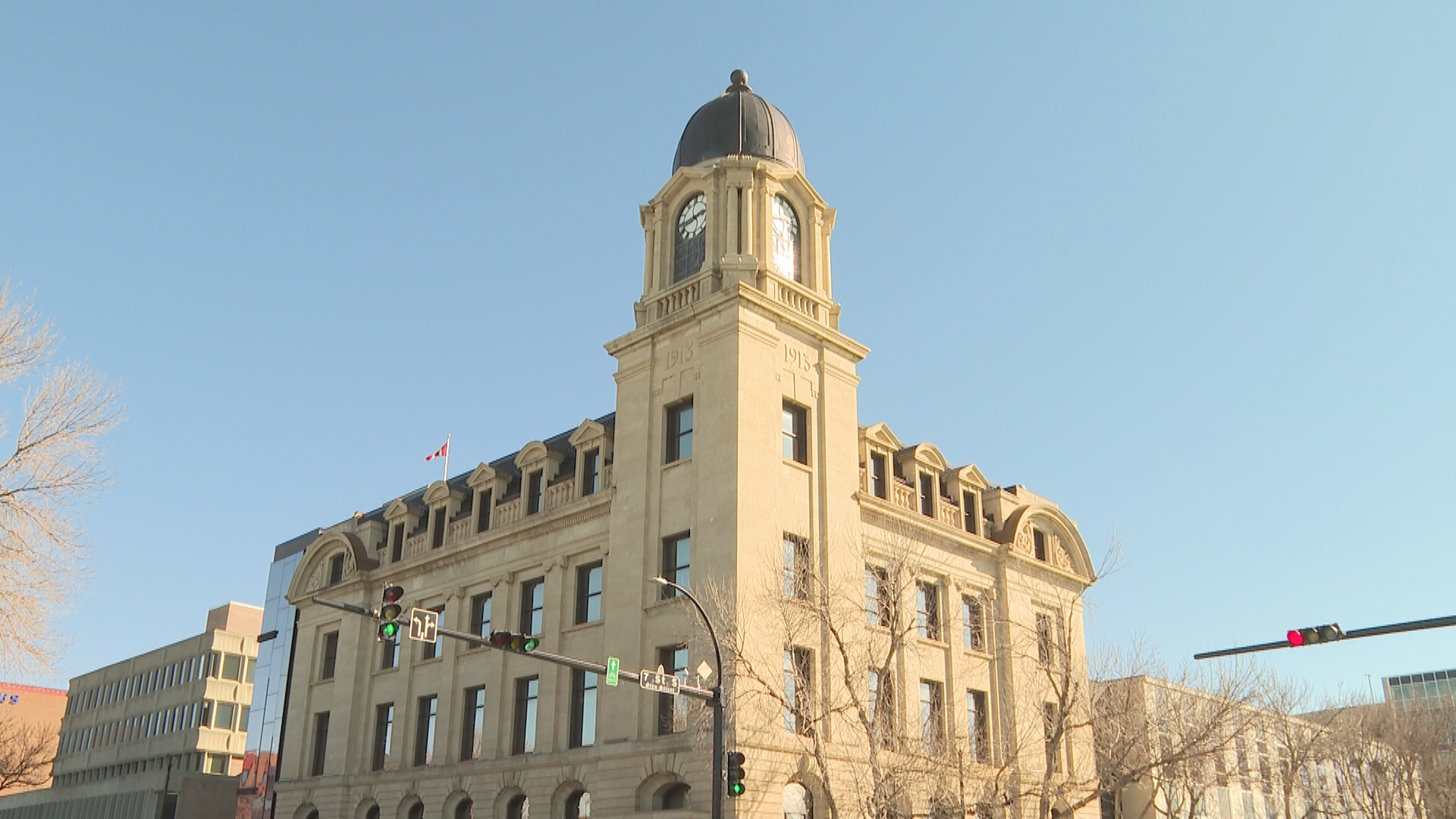 The Lethbridge post office clock tower as seen on March 4, 2025.
