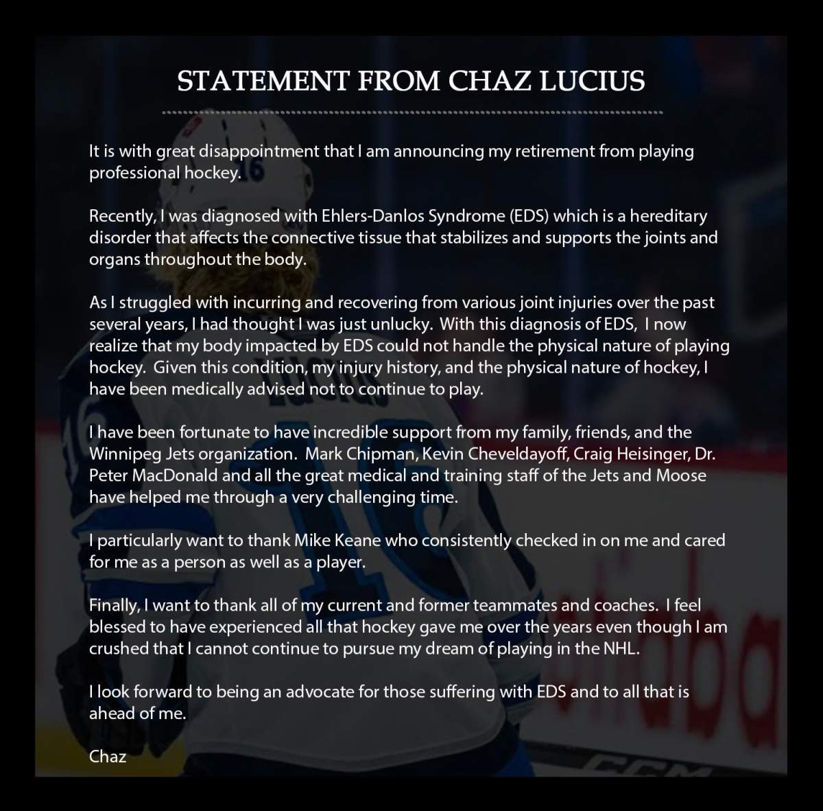 Winnipeg Jets prospect Chaz Lucius retires on medical advice - image