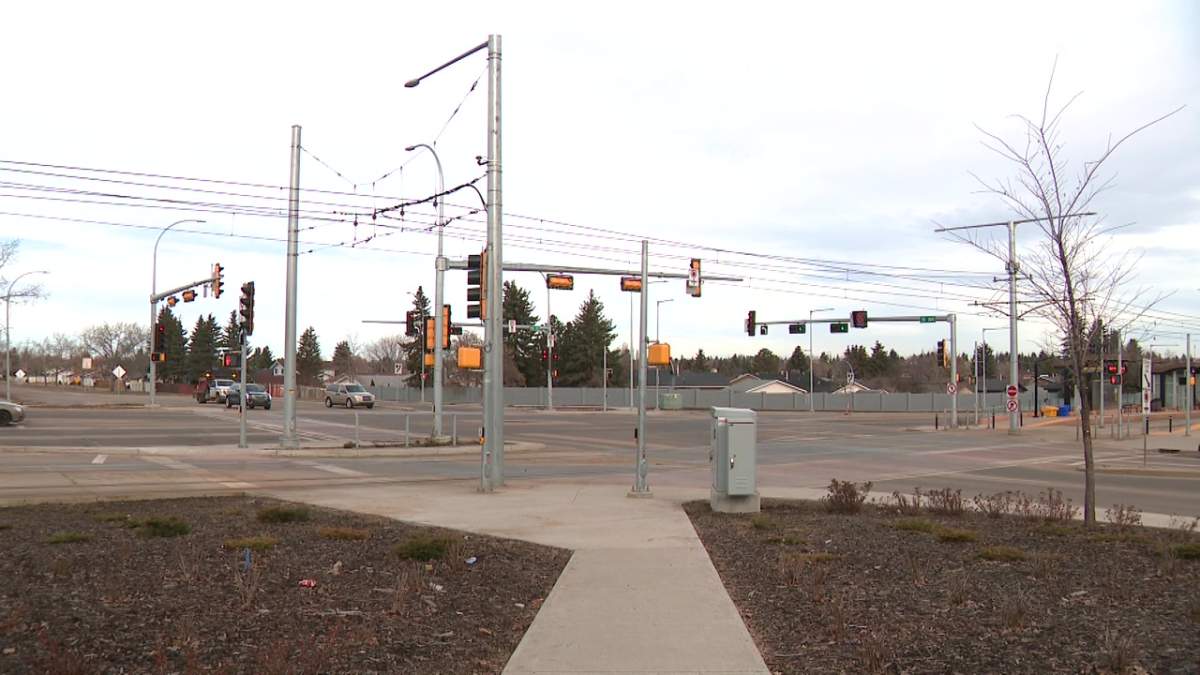 A man died near 66 Street and 38 Avenue, around the Millbourne/Woodvale LRT stop in Mill Woods, after gunshots were heard in that part of southeast Edmonton on Sunday, April 6, 2025.