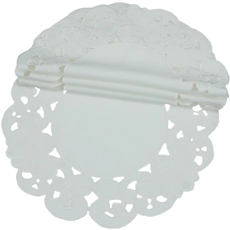 Okehampt Polyester Broidered Round Doily