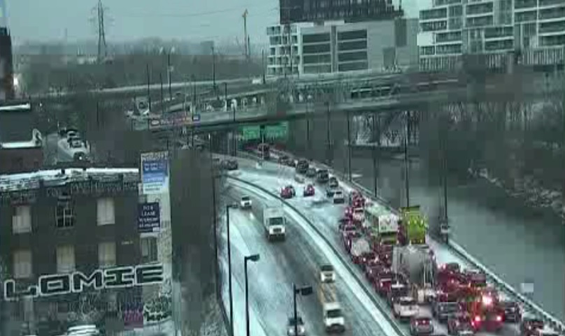 A portion of the southbound DVP is closed following a