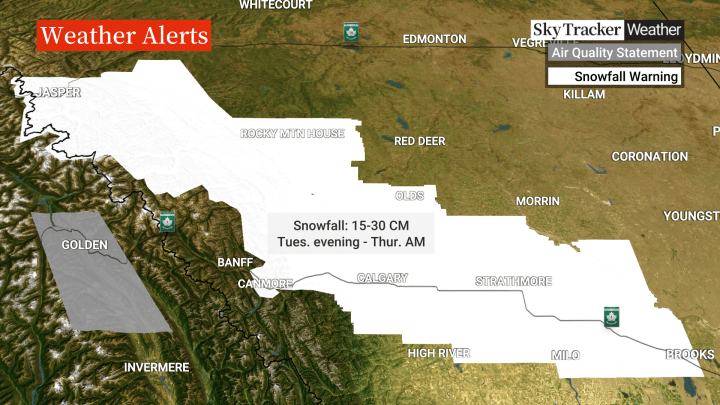 Snowfall warning issued for Calgary and areas of the eastern Rocky ...