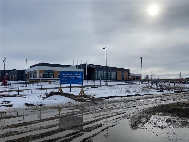 The Blessed Carlo Acutis Catholic High School in Camrose is unable to open due to a lack of road and servicing access.
