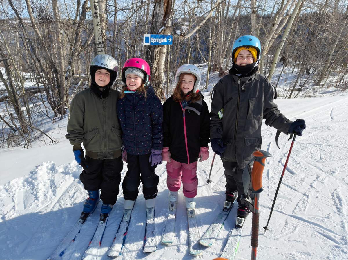 An undated family photo of Lincoln, Madison, Emma and Jacob Field on a ski trip.