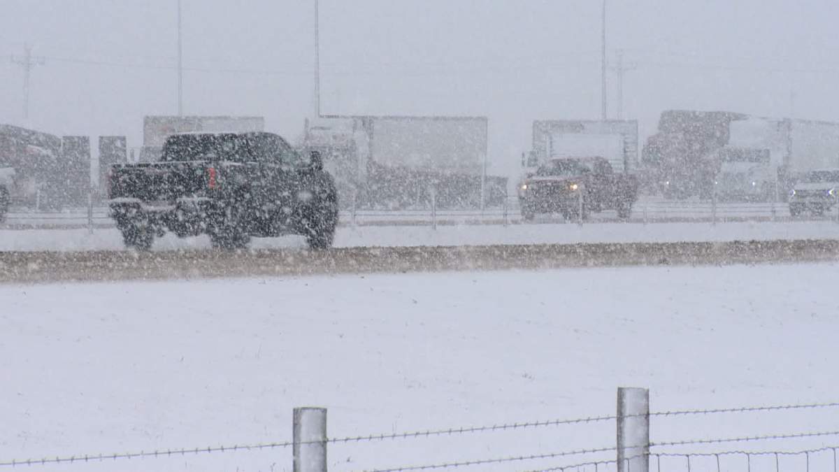 This photo of Highway 2, just north of Calgary, shows the challenging road conditions many drivers were faced with Wednesday morning.