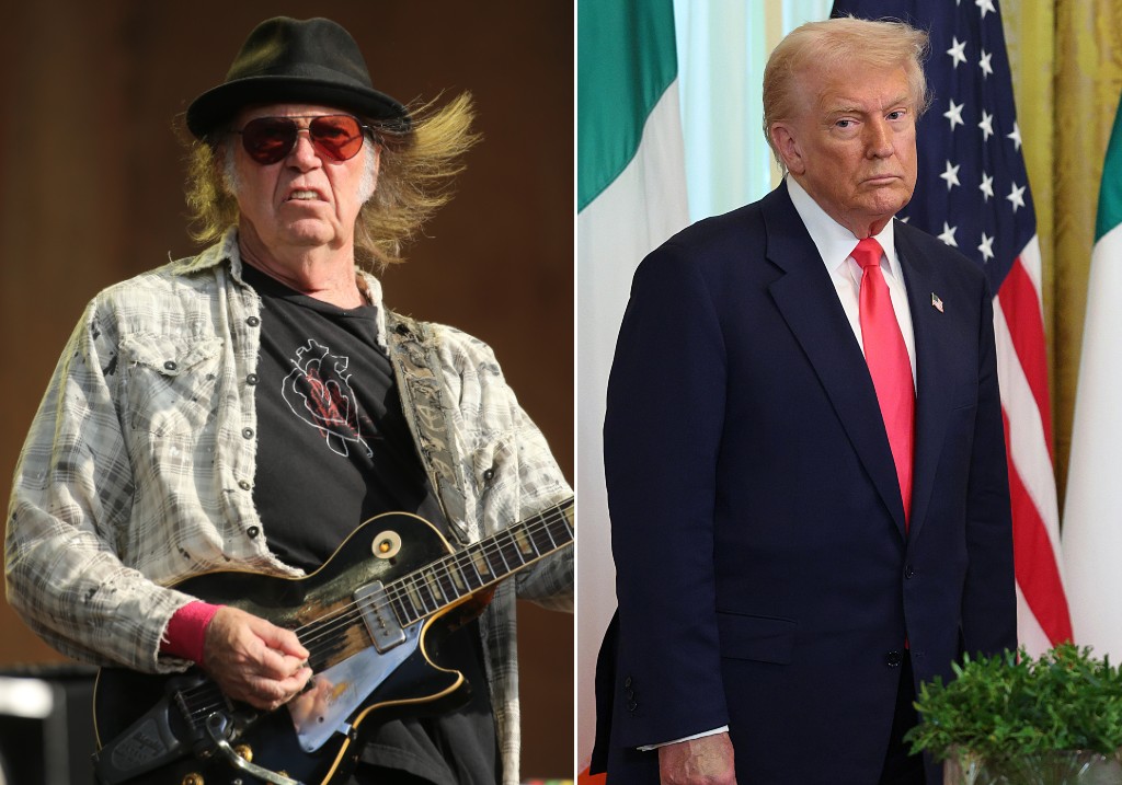 (L-R:) Neil Young and U.S. President Donald Trump.