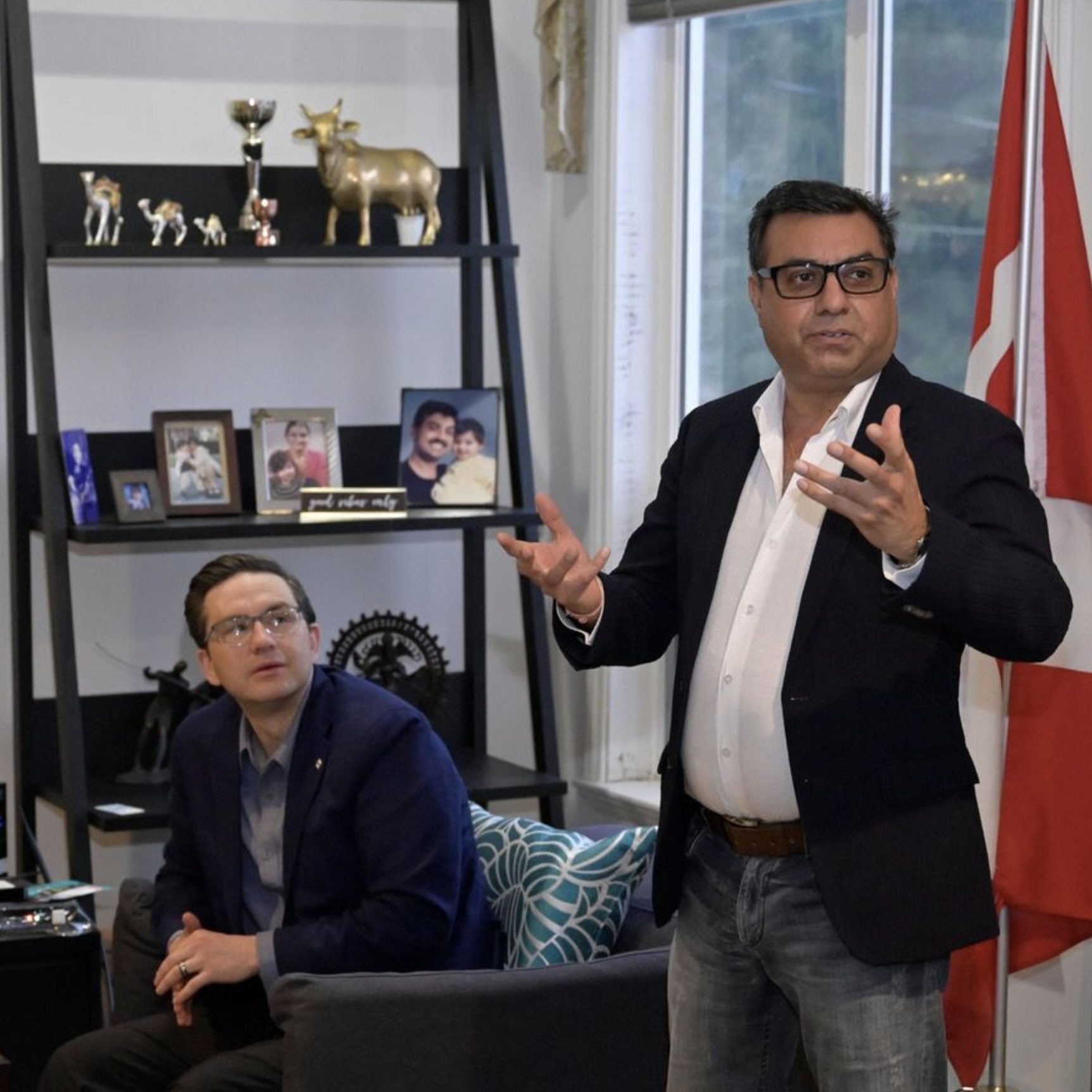 Pierre Poilievre at the home of Aditya Tawatia, founder of the Overseas Friends of BJP Canada, April 2022.