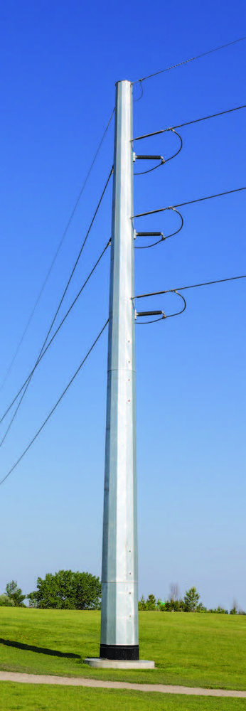An example of the self-supporting steel monopoles that would be used in the project.