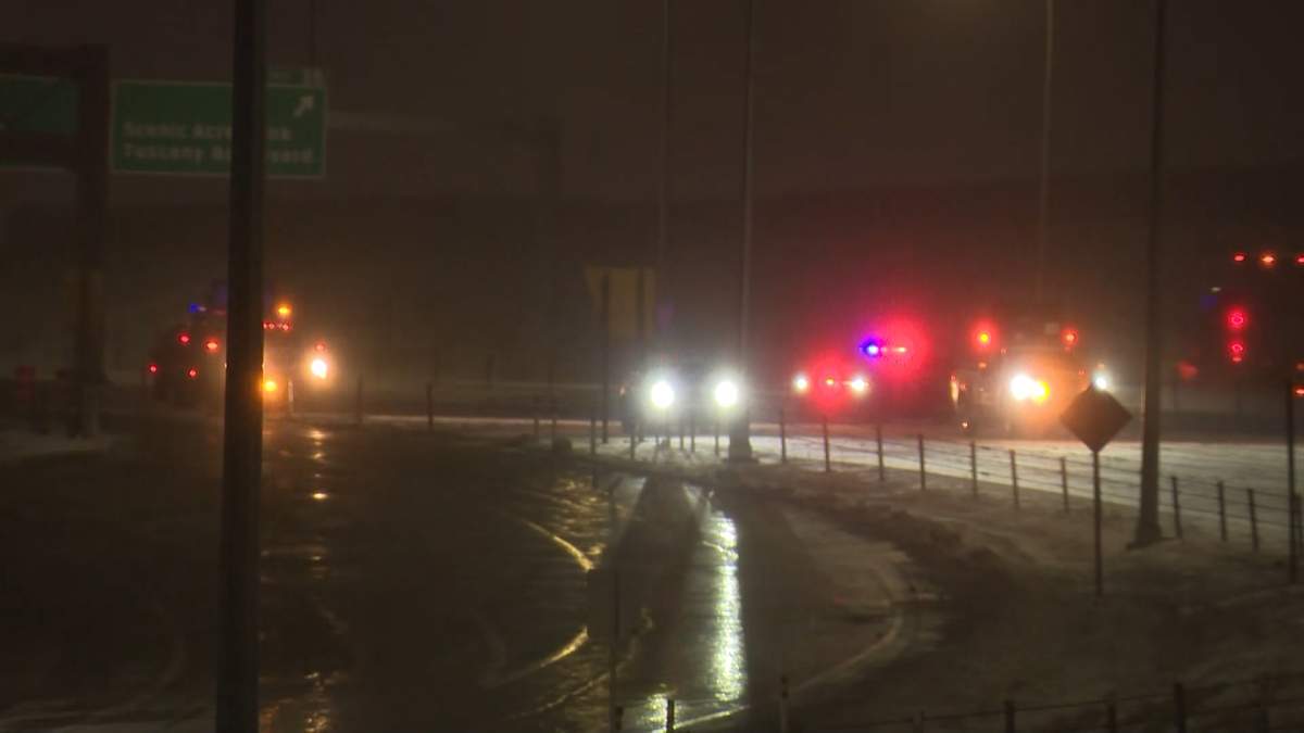 Calgary police were forced to shut down a section of Stoney Trail N.W. during the busy morning commute on Wednesday following a fatal overnight crash.