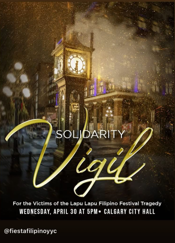A vigil will be held in front of Calgary city hall on Wednesday evening to remember the victims of Vancouver's Lapu Lapu day festival tragedy.