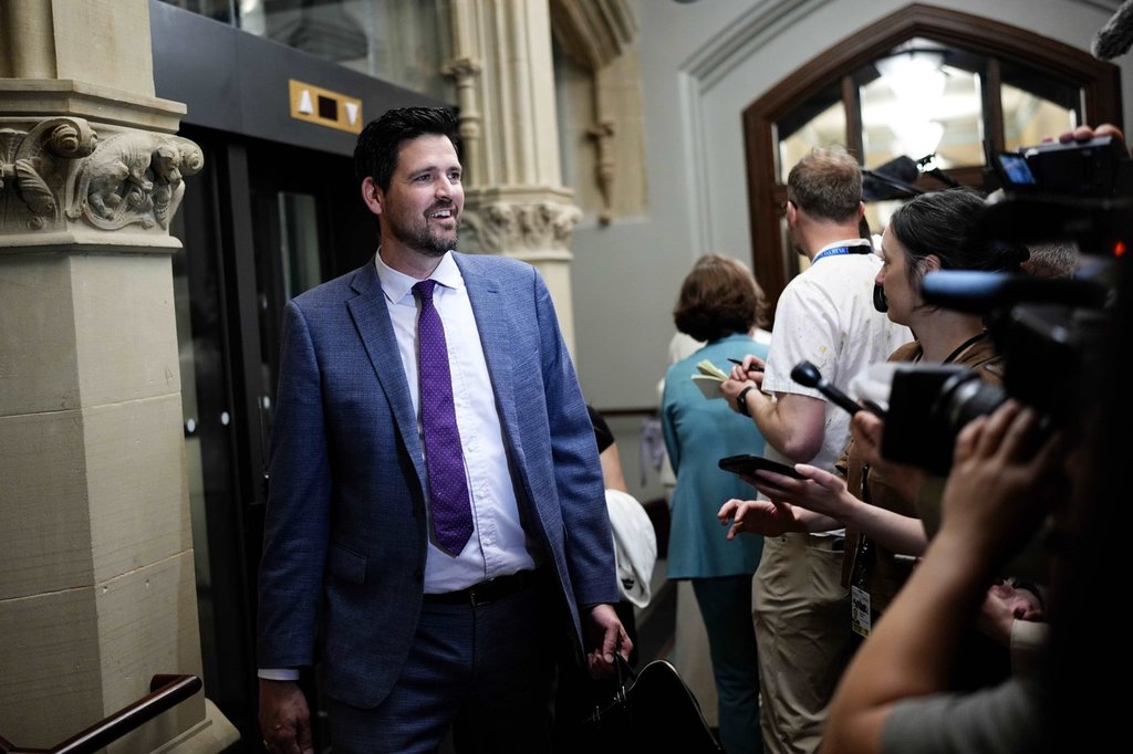 Minister of Justice Sean Fraser speaks to journalists as he arrives for a meeting of the federal cabinet in West Block on Parliament Hill in Ottawa. 