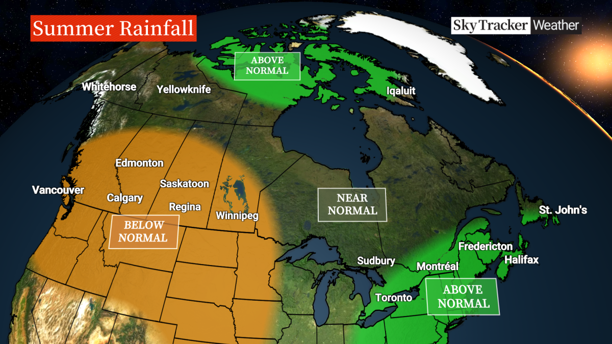 A look at the rainfall expected across Canada this summer.