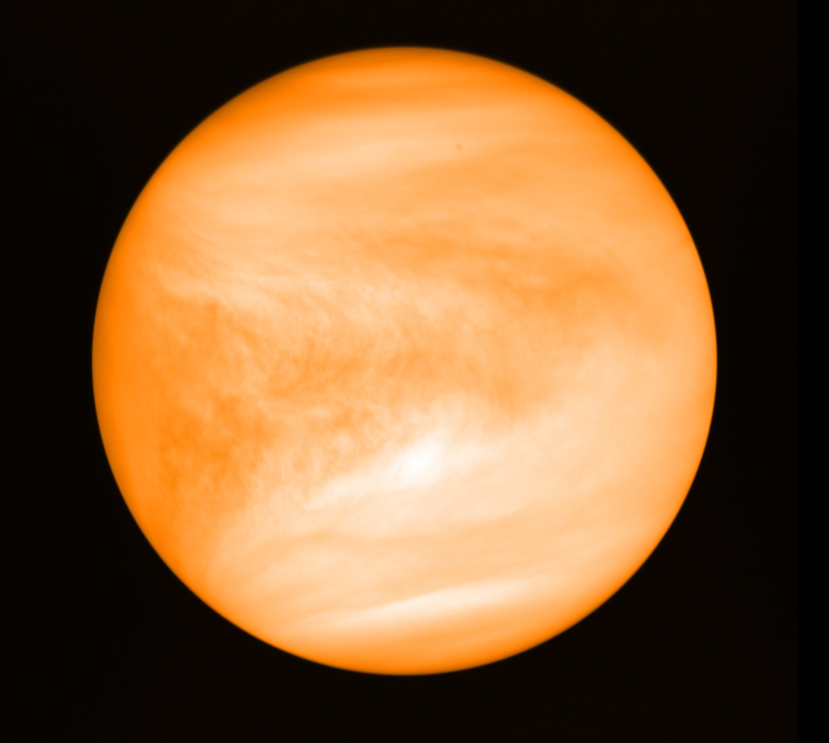 This photo provided by researcher Jane Greaves shows the planet Venus, seen from the Japan Aerospace Exploration Agency's Akatsuki probe in May 2016.