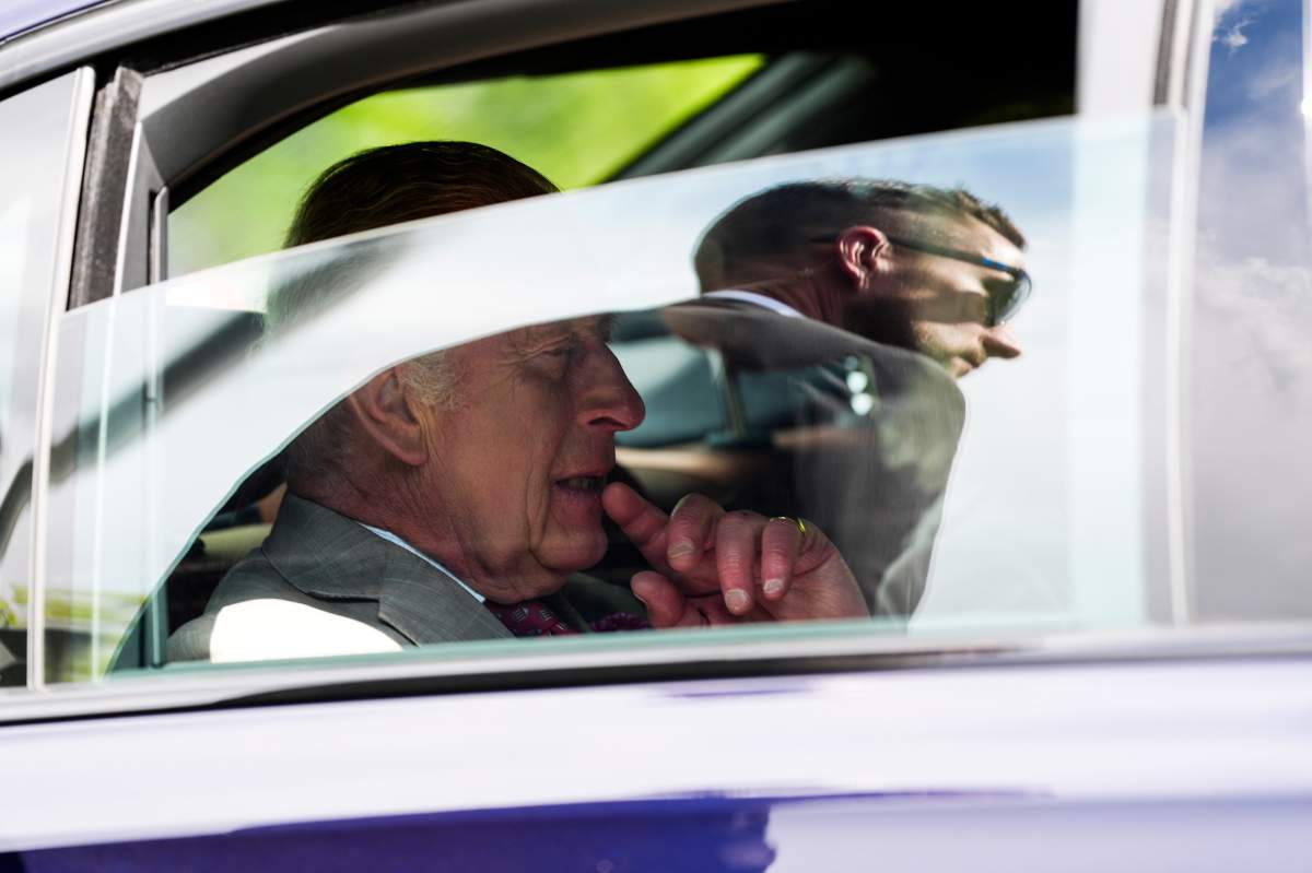 King Charles waits for his vehicle to depart after visiting a community gathering at Lansdowne Park in Ottawa during a royal visit, on Monday, May 26, 2025. THE CANADIAN PRESS/Justin Tang