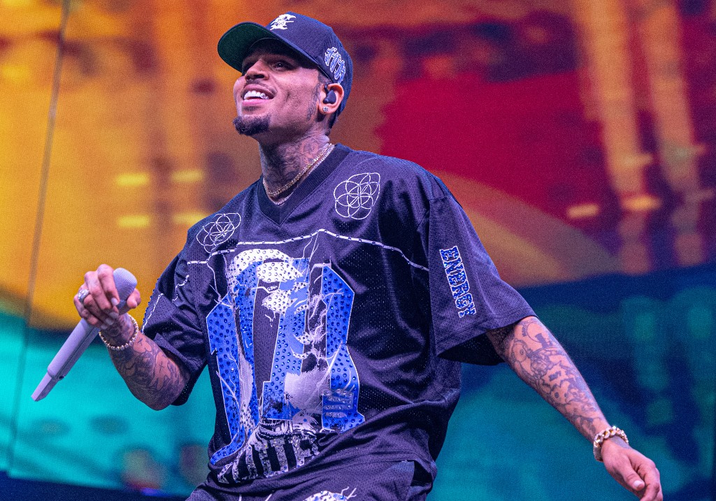 Chris Brown performs onstage during the 11:11 tour at Toyota Center on July 16, 2024 in Houston, Texas.