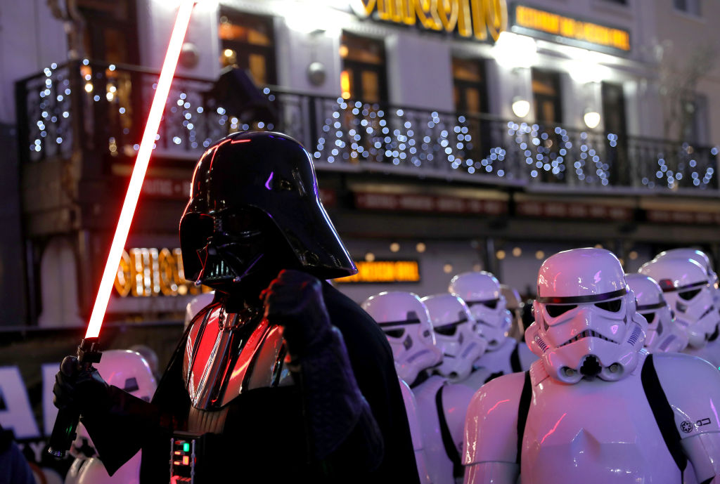 The character of Darth Vader attends the "Star Wars: The Rise of Skywalker" European Premiere at Cineworld Leicester Square on December 18, 2019 in London, England.