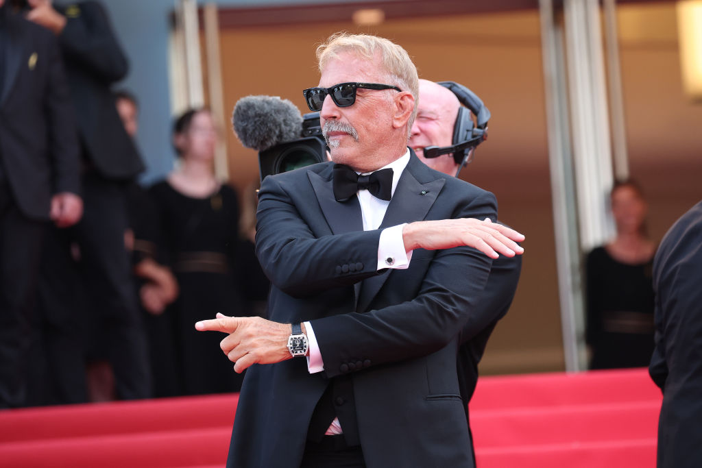 Kevin Costner attends the "Horizon: An American Saga" Red Carpet at the 77th annual Cannes Film Festival at Palais des Festivals on May 19, 2024 in Cannes, France.