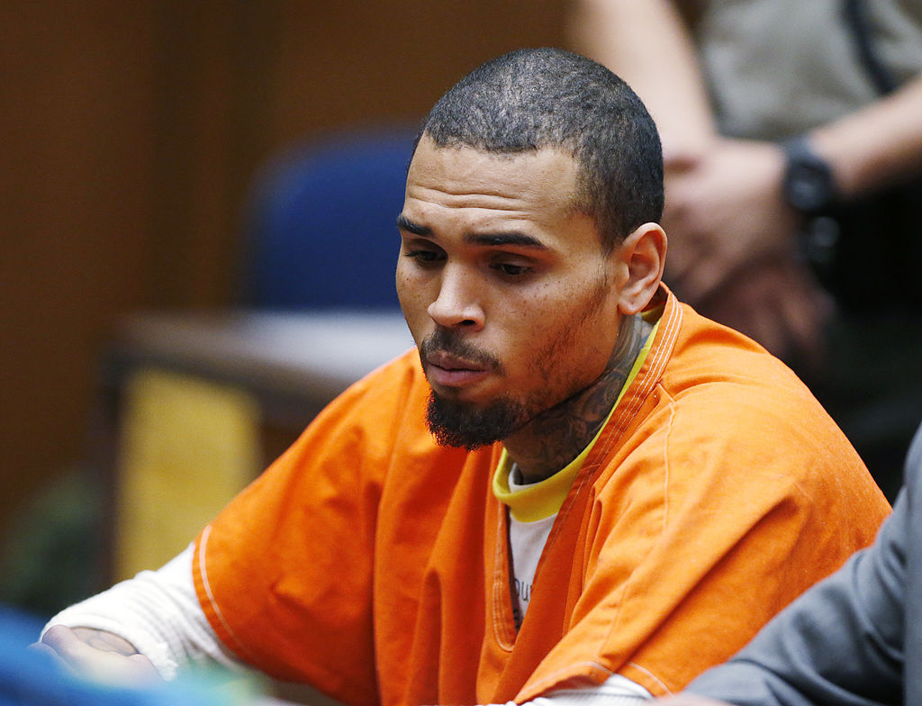 Chris Brown appears in court for a probation violation hearing during in Los Angeles Superior on March 17, 2014 in Los Angeles, California.