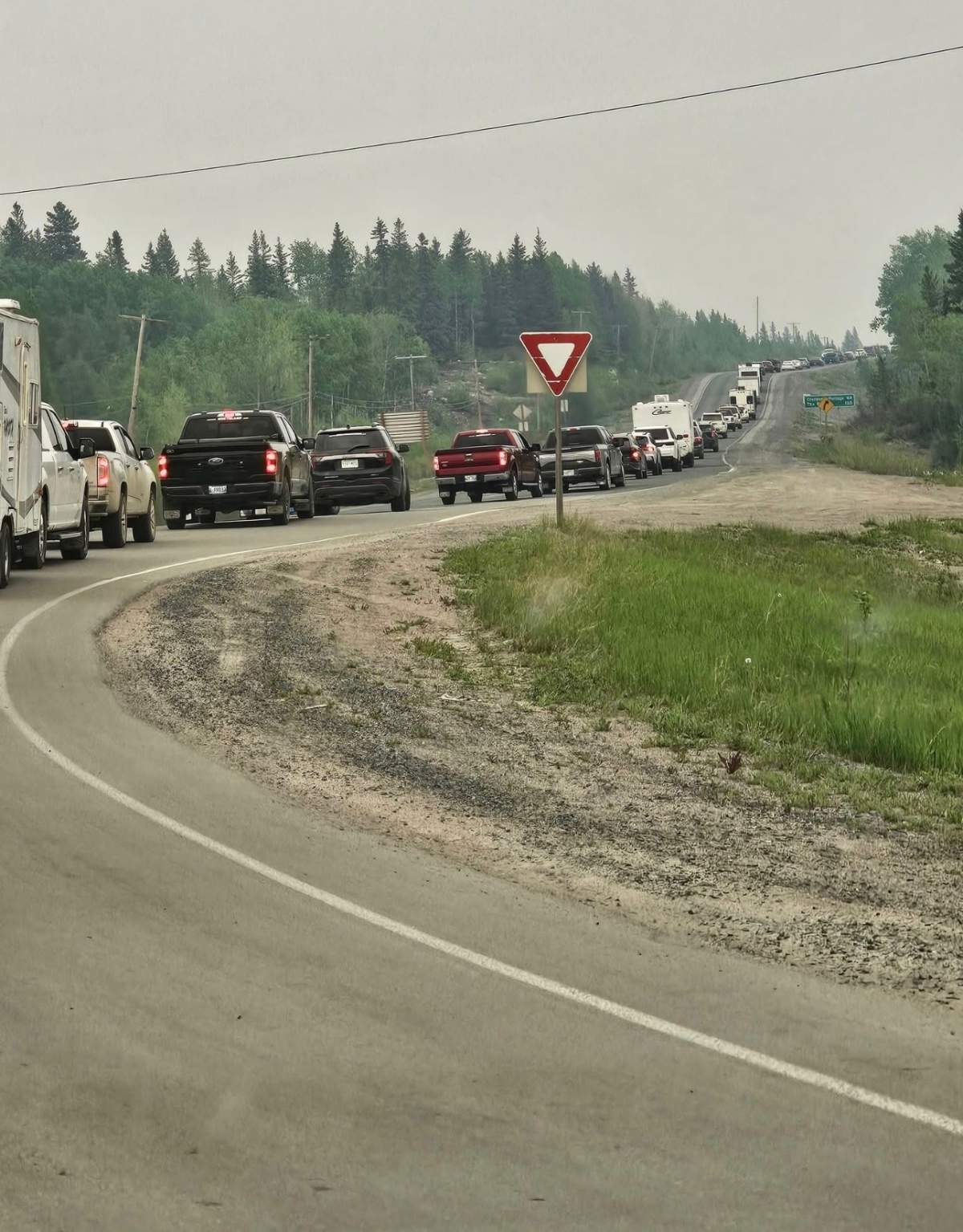 Traffic on Highway 10 leaving Flin Flon.