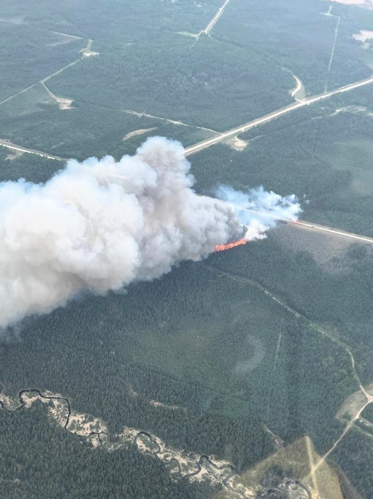 A wildfire near Peers, Alta. on Thursday, May 29, 2025.