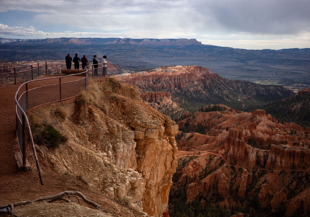 A file photo of visitors look out from upper inspiration Point at Bryce National Park on April 29, 2025 in Bryce, Utah.