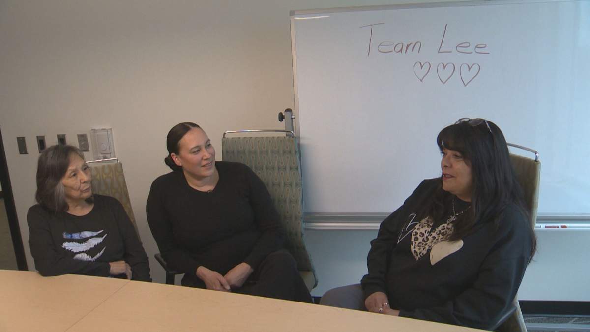 From left to right: Stella Spence, Earnshaw’s mother; sister Carol Packer, and cousin Rhonda Hall. The family members attended the inquest hearing in Winnipeg.