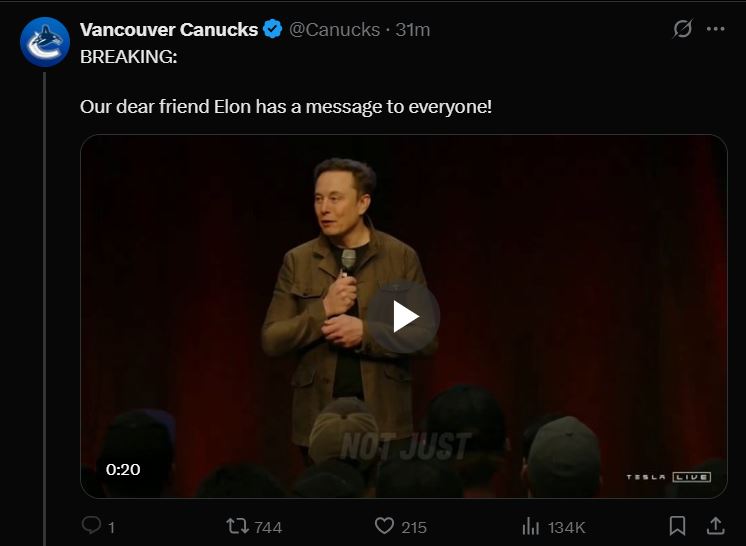 Ванкувър Канукс призовава хората да пренебрегват всякакви скорошни публикации в