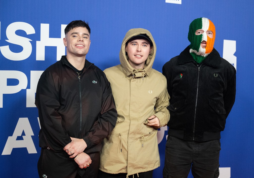 Naoise o Caireallain, Mo Chara and DJ Provai of Kneecap attend the 27th British Independent Film Awards at The Roundhouse on December 8, 2024 in London, England.