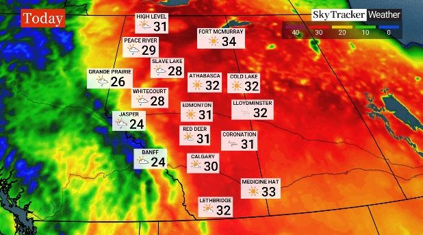 Soaring temperatures combined with strong winds and low humidity have created extreme fire danger across most of Alberta.