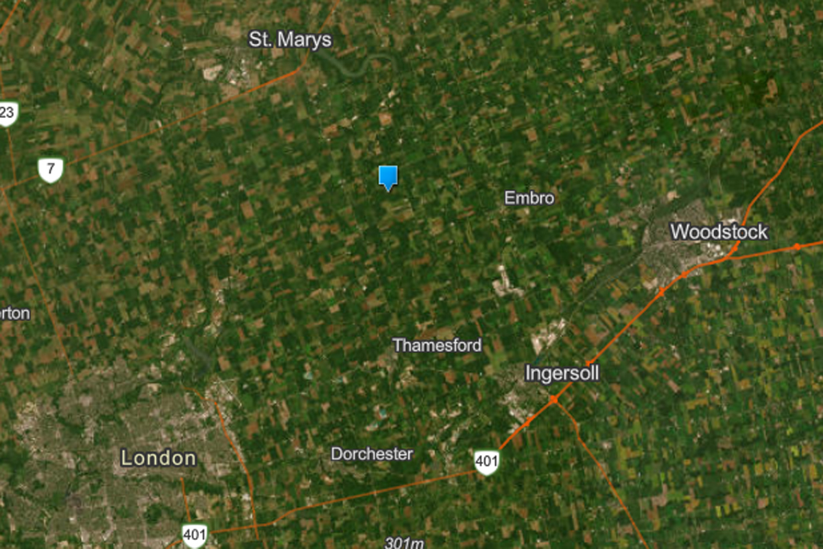 A map, courtesy of the Northern Tornadoes Project, shows where the tornado touched down.