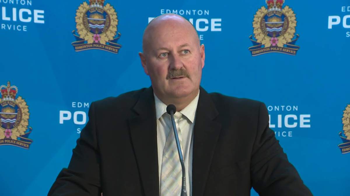 Retired Edmonton Police Service Staff Sgt. Bill Clark at a news conference in 2013.