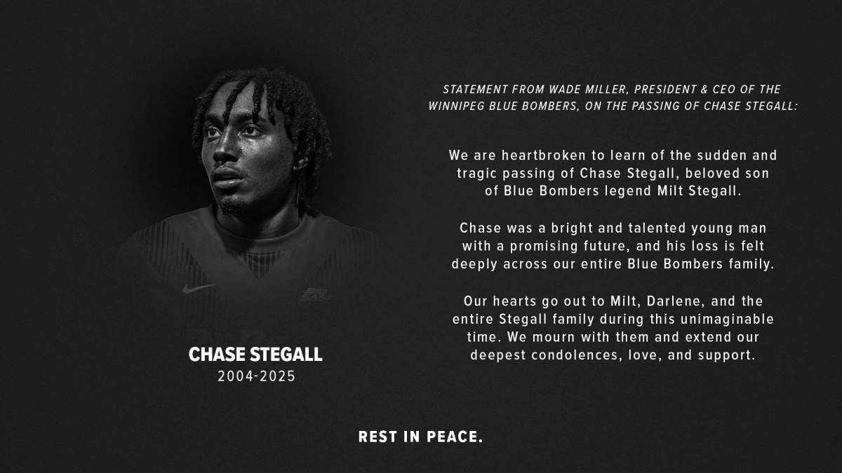 Son of Winnipeg Blue Bombers hall of famer Milt Stegall dies suddenly - image