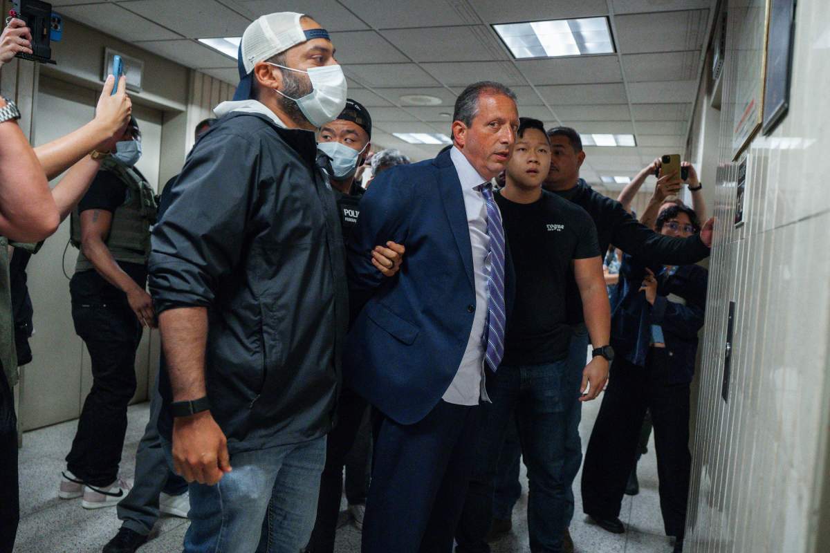 New York City Comptroller Brad Lander is placed under arrest by Immigration and Customs Enforcement (ICE) and FBI agents outside federal immigration court on Tuesday, June 17, 2025, in New York.