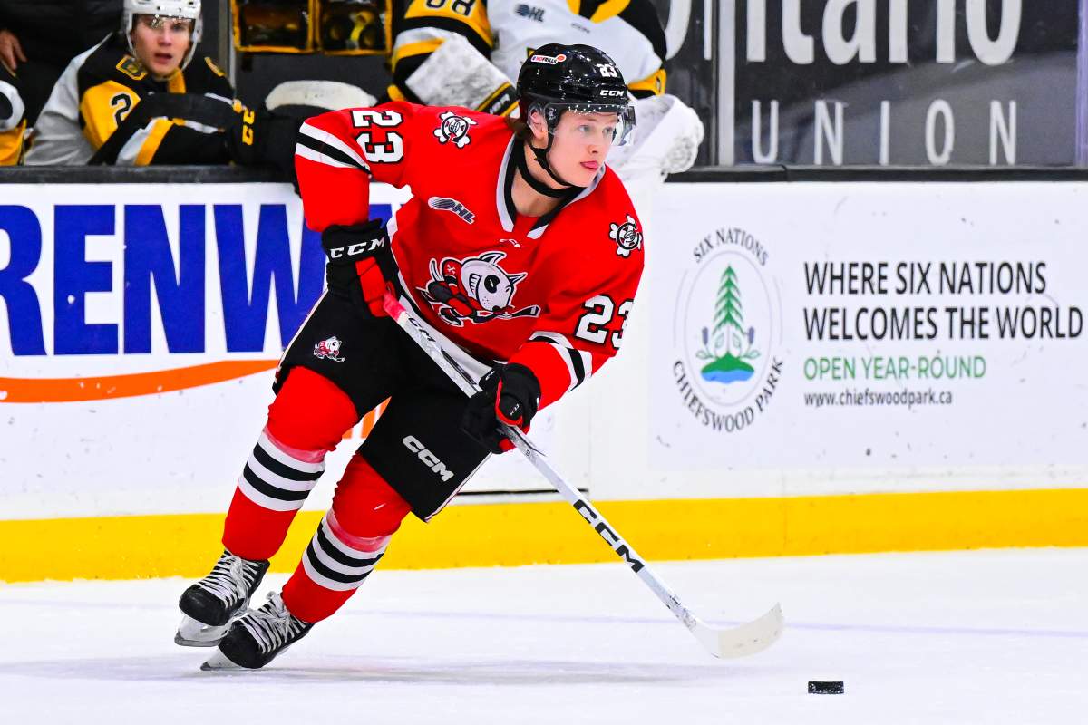 Max Crete playing for the Niagara IceDogs in the 2024-25 season.