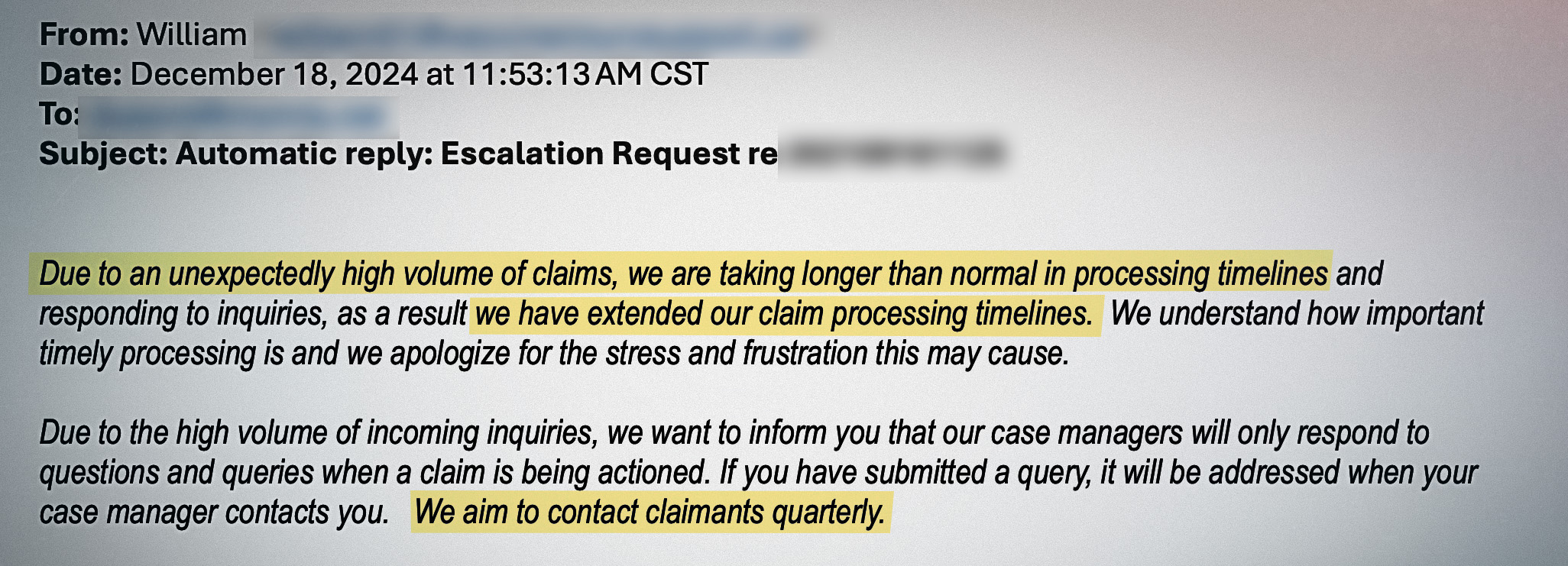 VISP email to Shannon Dupont telling her they'll be in touch quarterly