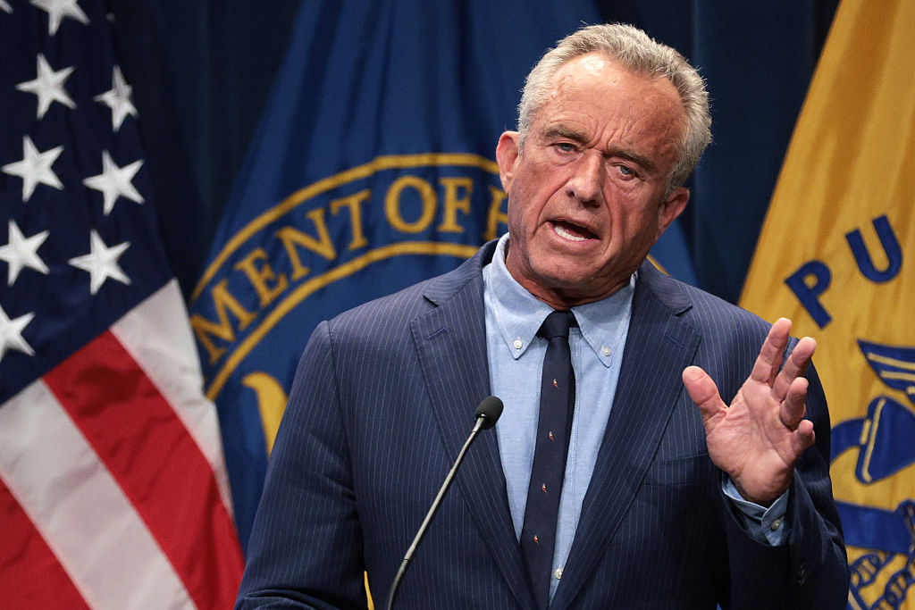 Secretary of Health and Human Services Robert F. Kennedy Jr. speaks during a news conference at the Department of Health and Human Services on April 16, 2025 in Washington, DC. Secretary Kennedy held a news conference to discuss the recent surge of autism cases.